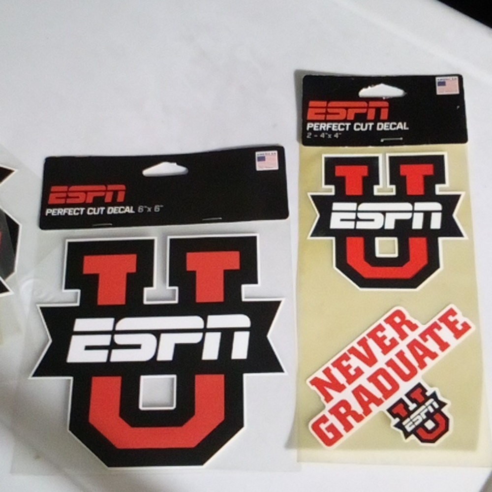 ESPN U PERFECT CUT DECAL WITH A FREE U ESPN DECALS NEW